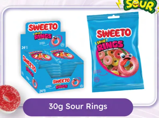 SWEETO SOUR RINGS 30G