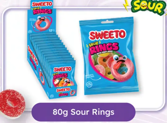 SWEETO SOUR RINGS 80G